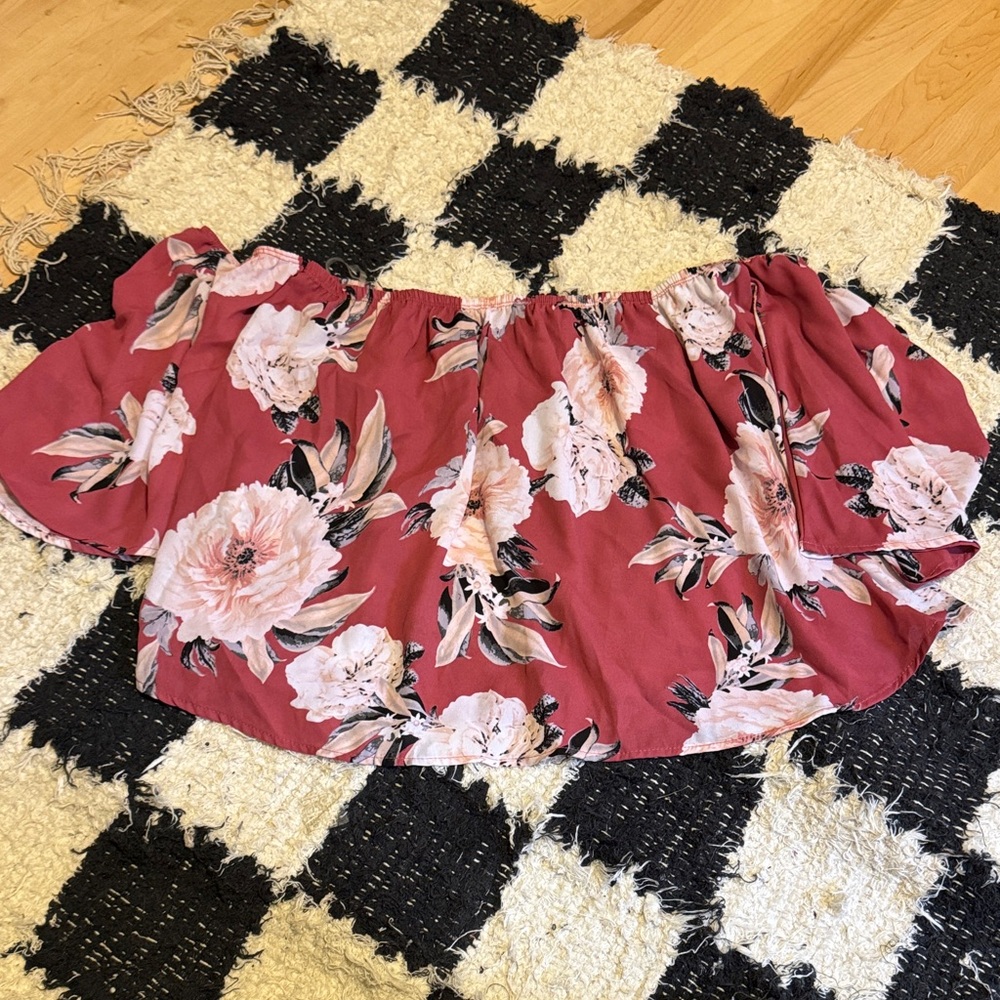 Fashion Nova Floral Mini Skirt in Burgundy and Pink